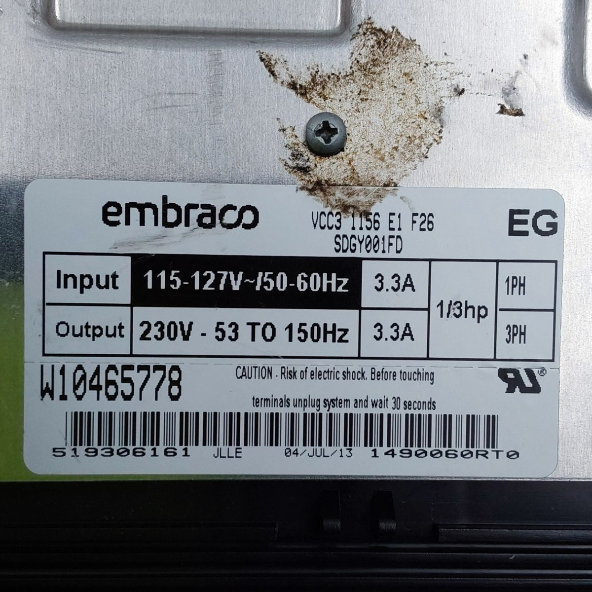 Whirlpool Refrigerator Inverter  Board W10465778 Same Day Ship &60 Days Warranty