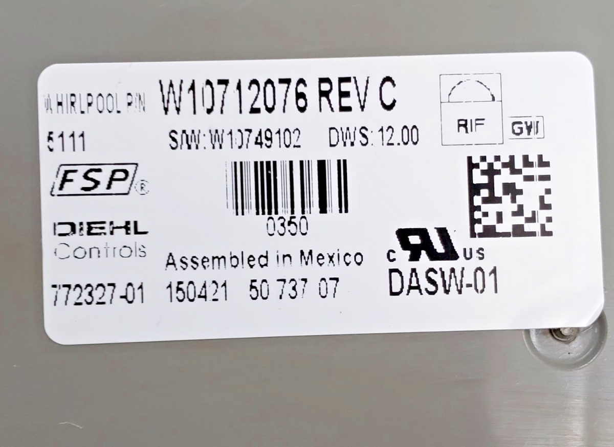 Genuine Whirlpool Dishwasher C. Board W10712076 Same Day Ship & 60 Days Warranty