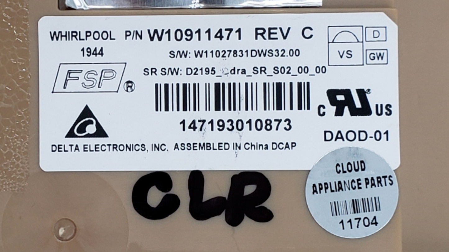 Genuine Whirlpool Dishwasher Control W10911471 *Same Day Ship & 60 Days Warranty