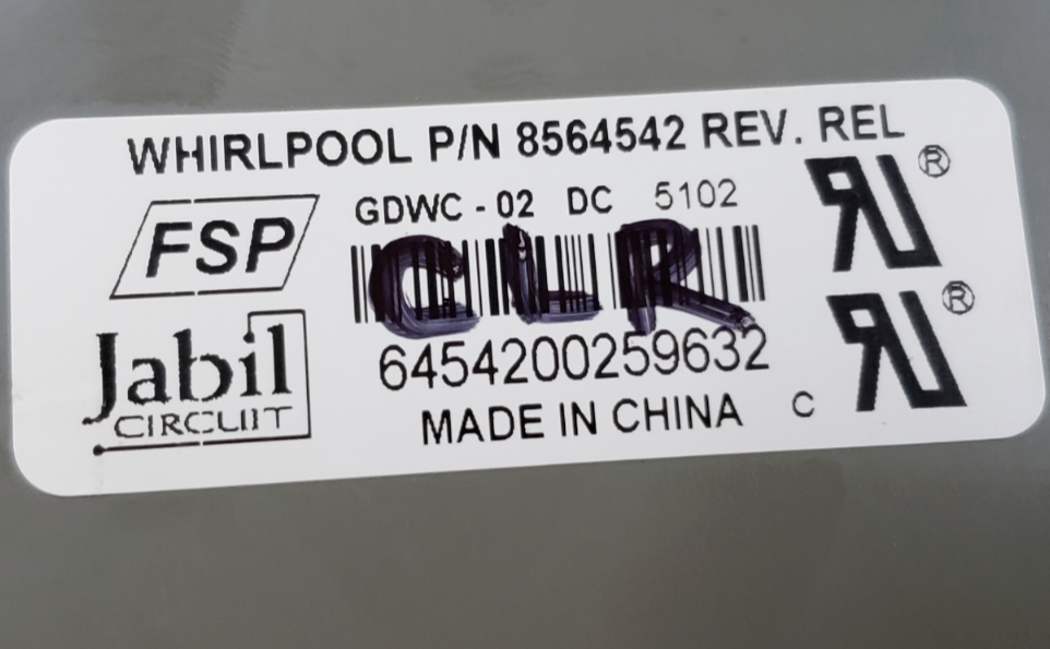 Genuine Whirlpool Dishwasher Board 8564542 Same Day Shipping & 60 Days Warranty*