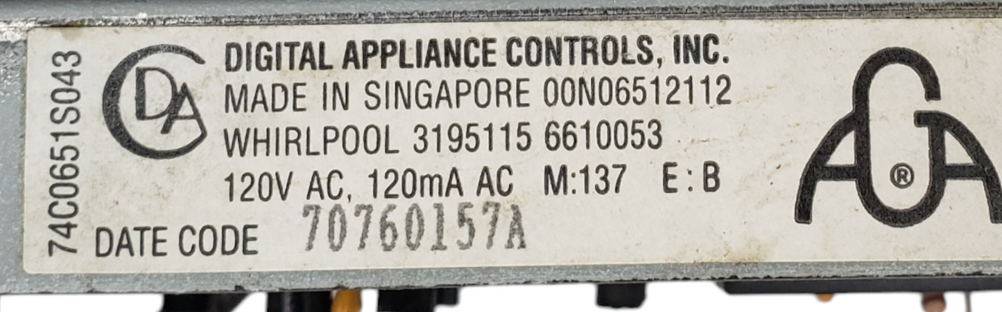 Genuine Whirlpool Range Control Board 3195115 *Same Day Ship & 60 Days Warranty*