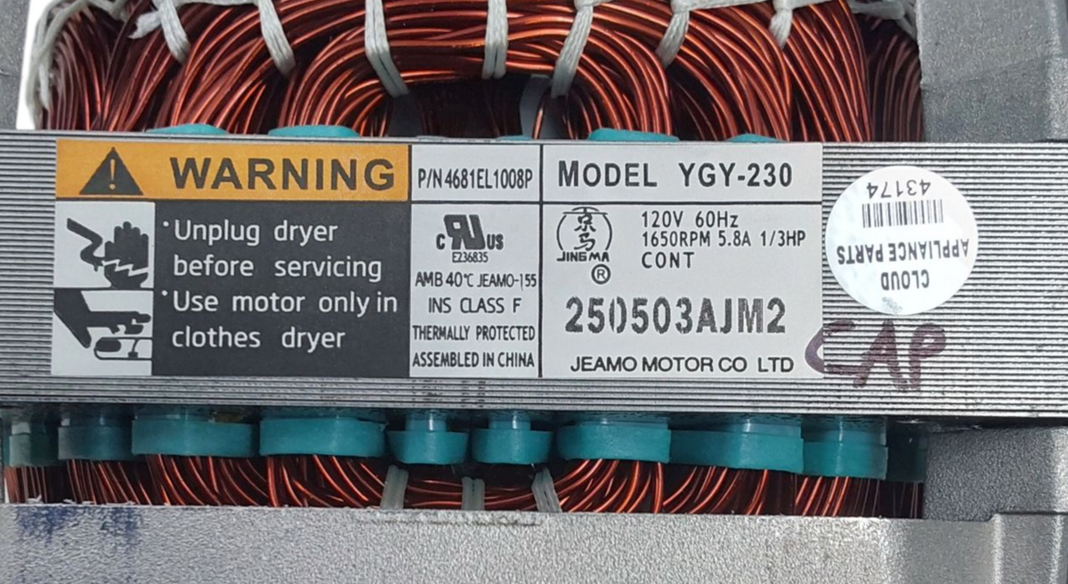 LG New Dryer Motor Assembly 4681EL1008P **Same Day Shipping & 60 Days Warranty**