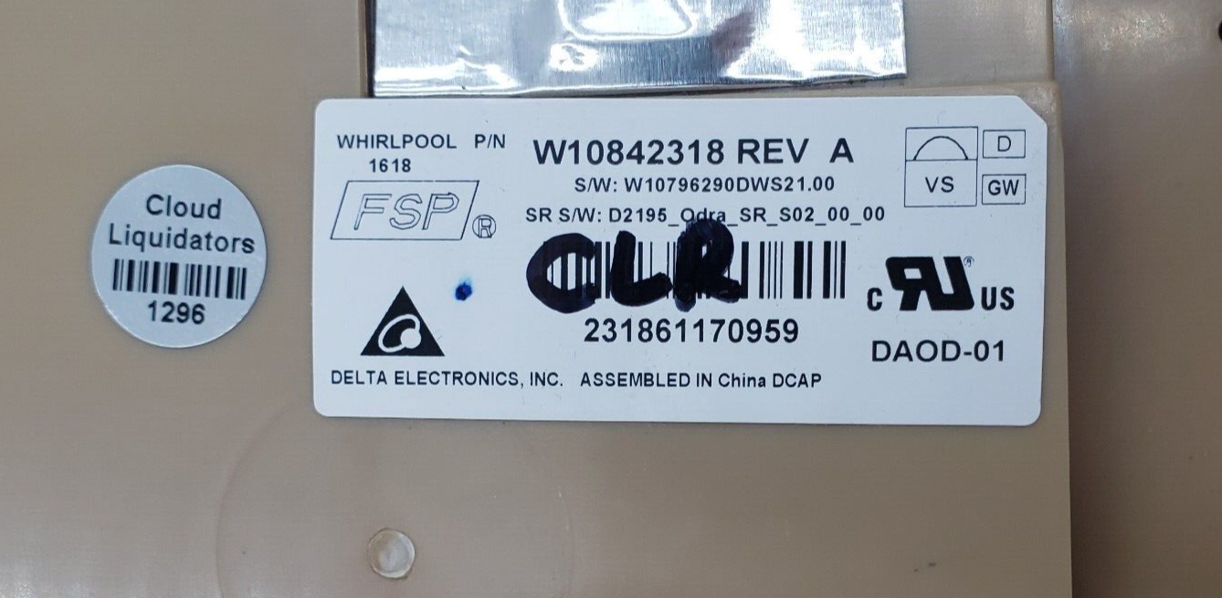 Genuine Whirlpool Dishwasher Control W10842318 *Same Day Ship & 60 Days Warranty