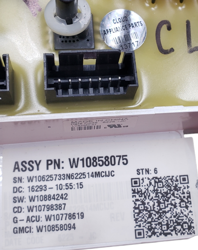 Genuine Whirlpool Washer Control W10858075 Same Day Shipping & *60 Days Warranty