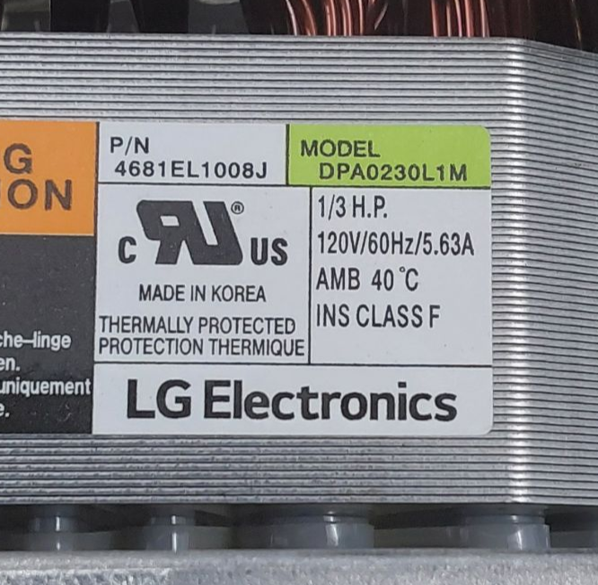 LG New Dryer Motor Assembly 4681EL1008J **Same Day Shipping & 60 Days Warranty**