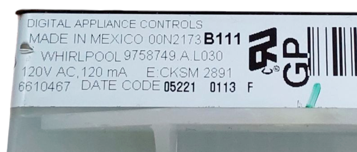 Genuine Whirlpool Range Control Board 9758749 *Same Day Ship & 60 Days Warranty*