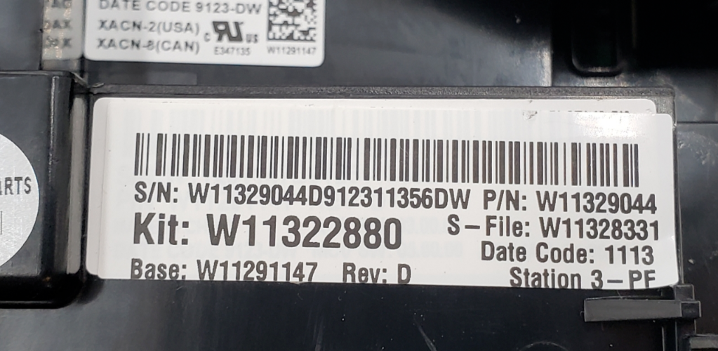Genuine Whirlpool Washer Control W11329044 Same Day Ship & **60 Days Warranty***