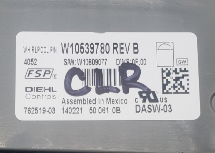 Genuine Whirlpool Dishwasher Control W10539780 *Same Day Ship & 60 Days Warranty