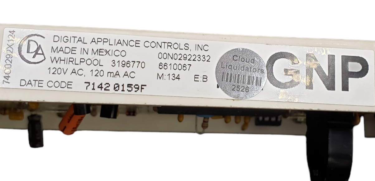 Genuine Whirlpool Oven Control Board 3196770 Same Day Ship & **60 Days Warranty*