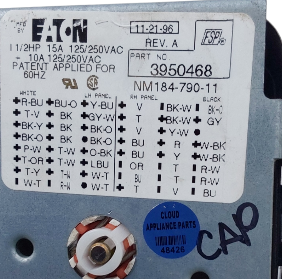 Genuine Whirlpool Washer Timer 3950468 **Same Day Shipping & 60 Days Warranty***