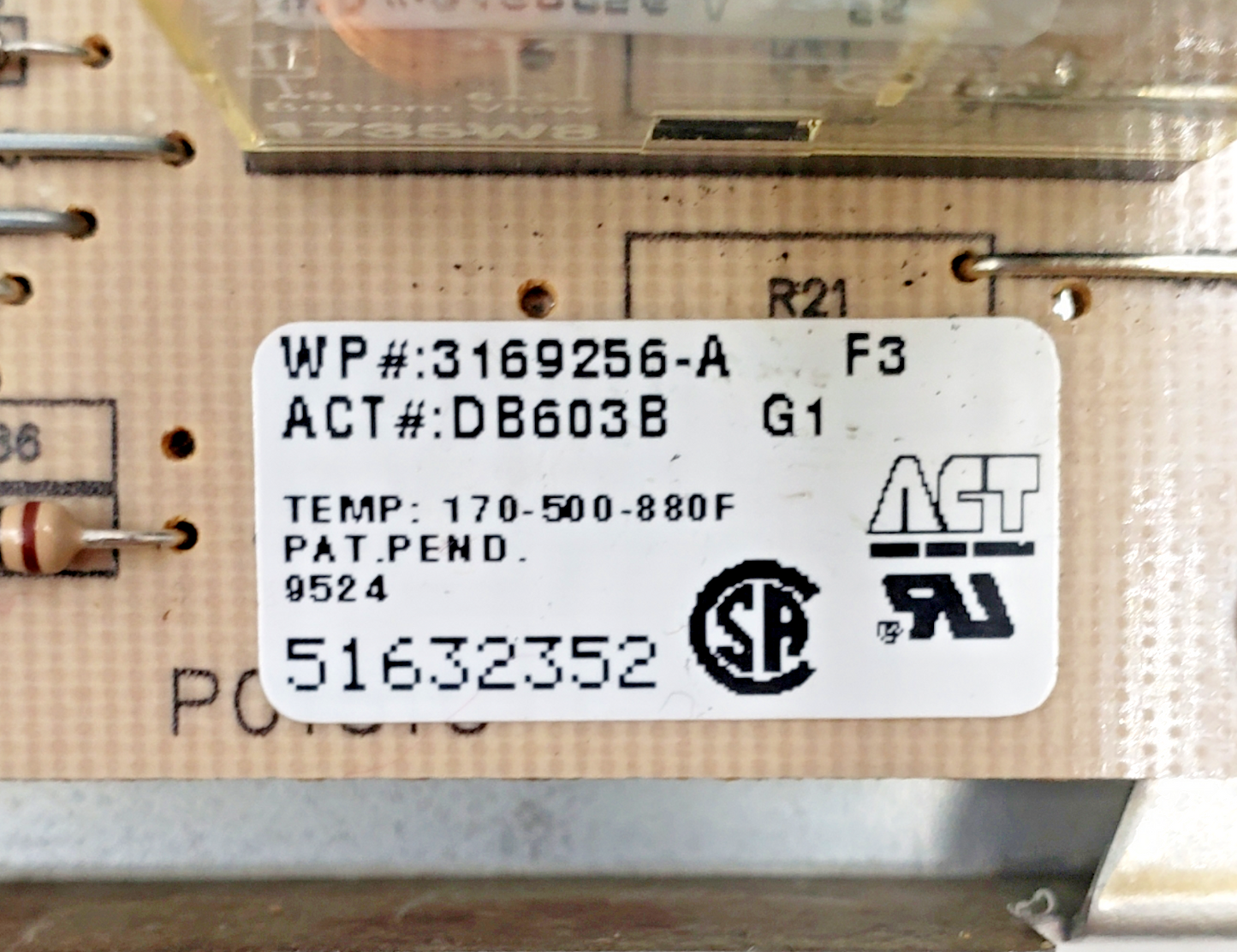 Genuine Whirlpool Range Control Board 3169256 *Same Day Ship & 60 Days Warranty*