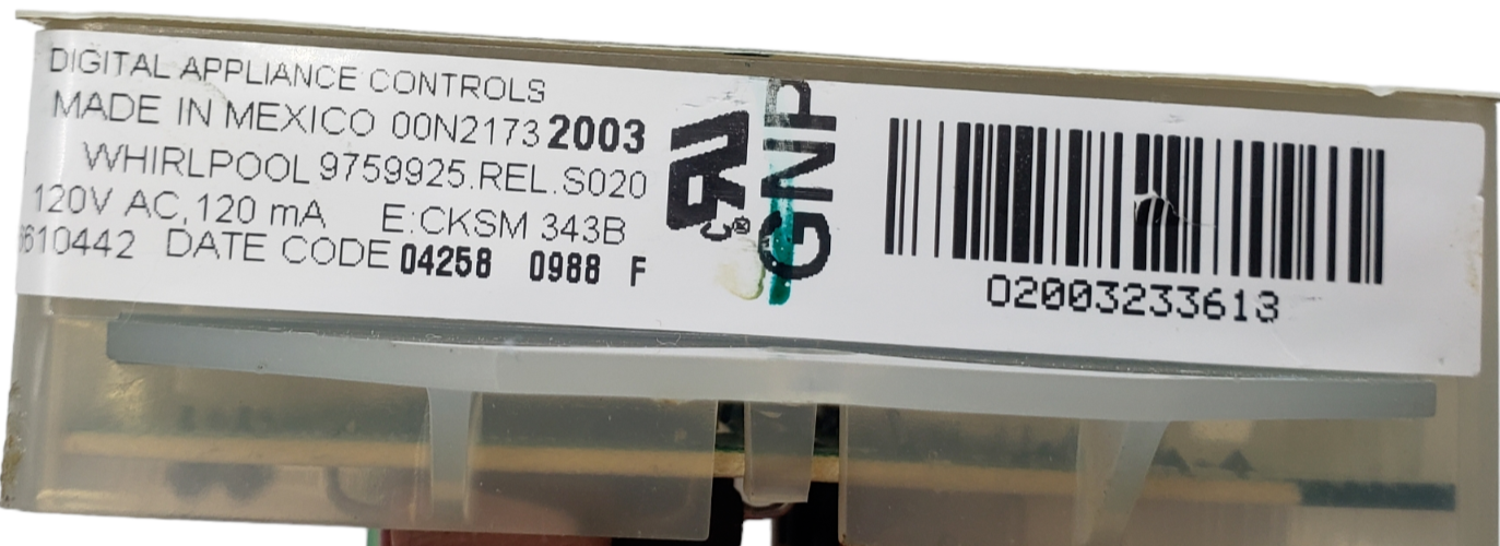 Genuine Whirlpool Oven Control Board 9759925 **Same Day Ship & 60 Days Warranty*