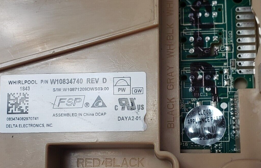 OEM Whirlpool Dishwasher Board W10834740 **Same Day Shipping & 60 Days Warranty*