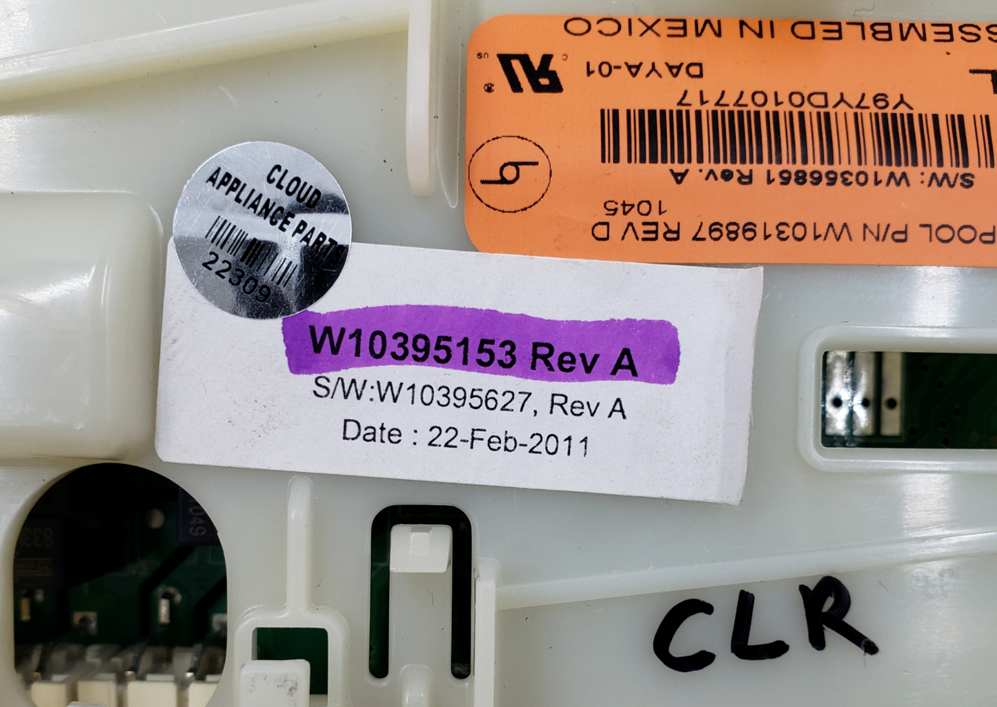 Genuine Whirlpool Dishwasher C. Board W10395153 Same Day Ship & 60 Days Warranty