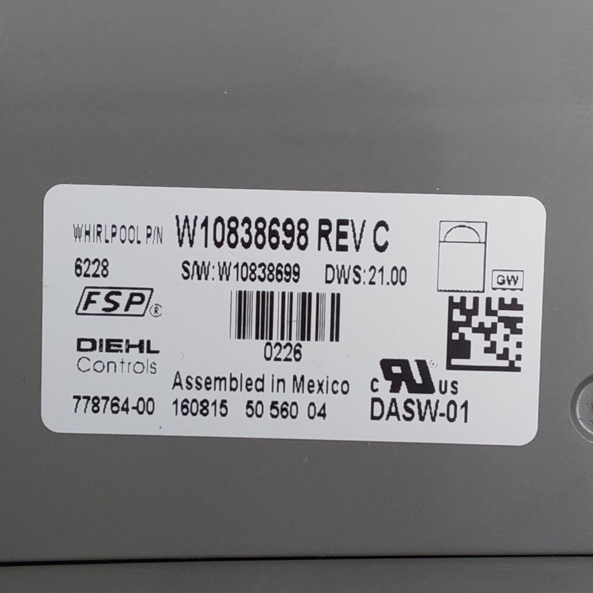 Kenmore OEM Dishwasher Control Board W10838698 *Same Day Ship & 60 Days Warranty